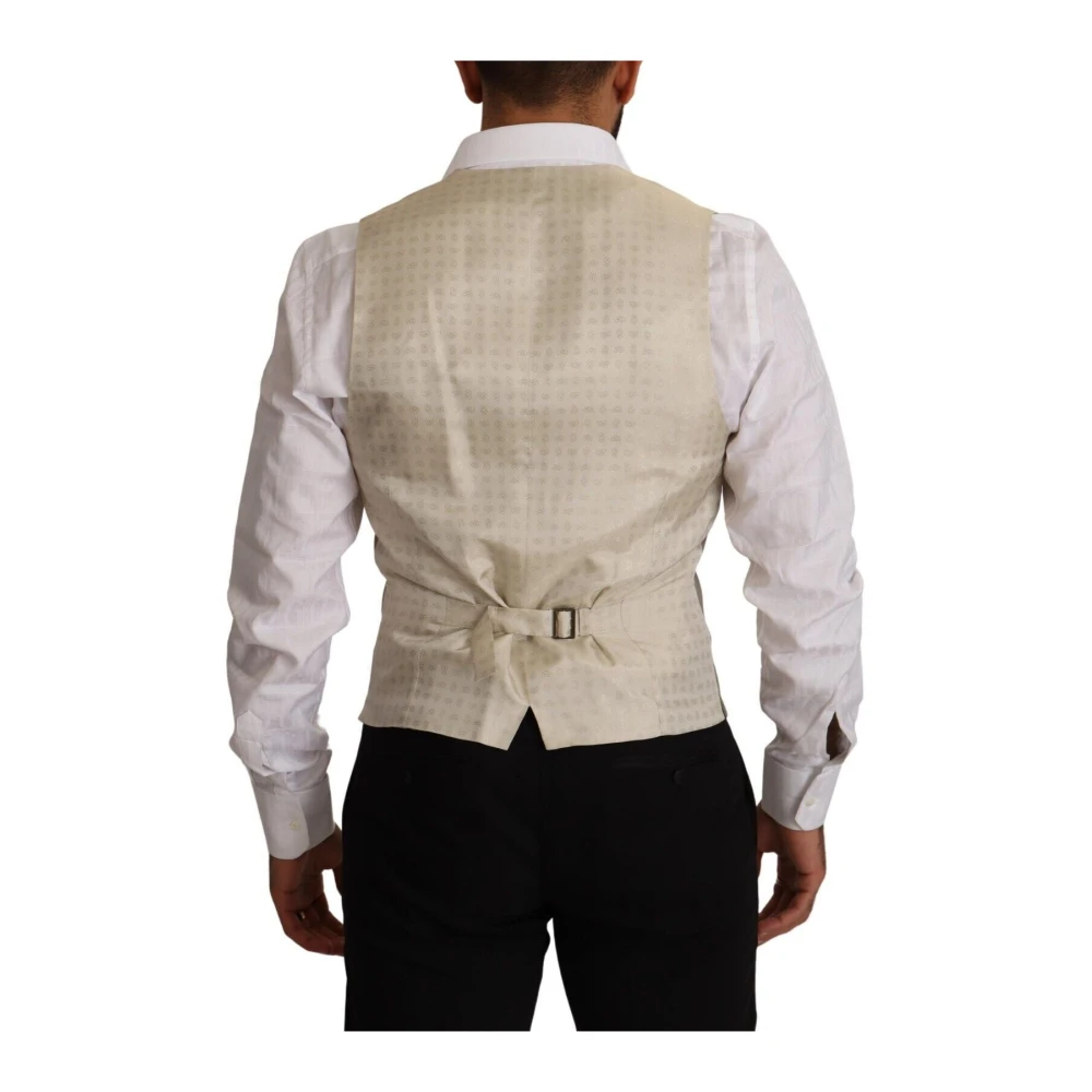 Dolce & Gabbana Elegant Beige Suit Vest Gray Heren