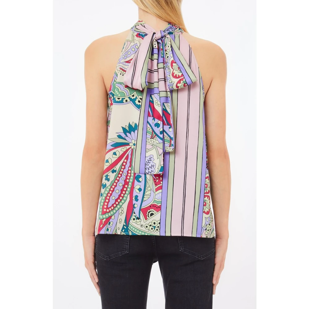 Liu Jo Multicolor Mouwloze Top met Hoge Kraag Multicolor Dames