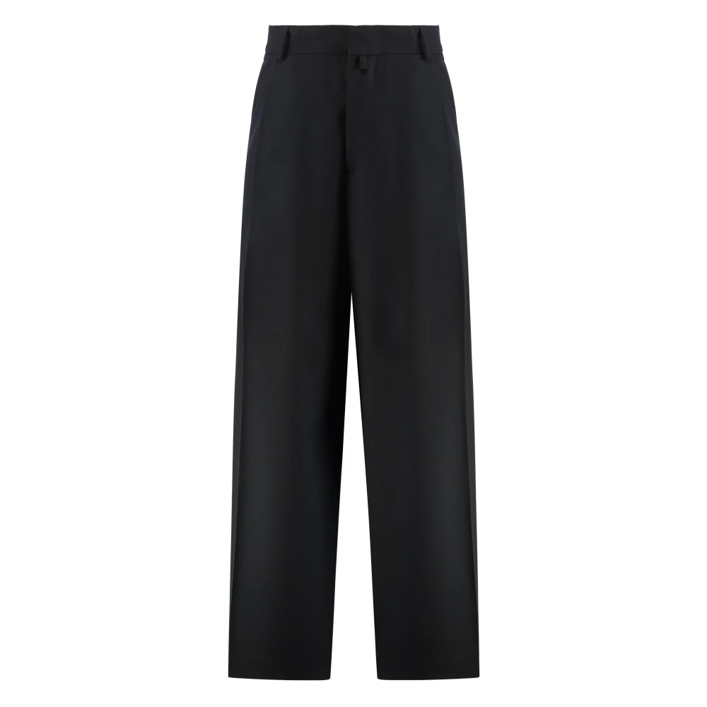 Dries Van Noten Men's Black Wide Pleated Pants