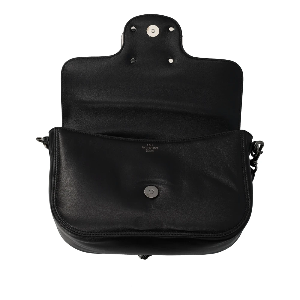 Valentino Garavani Zwarte leren schoudertas VLogo klep Black Heren