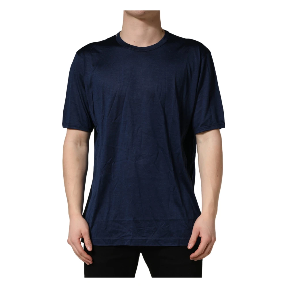 Dolce & Gabbana Men's Blue T-Shirts, 2XL, Short Sleeve Crew Neck T-Shirt