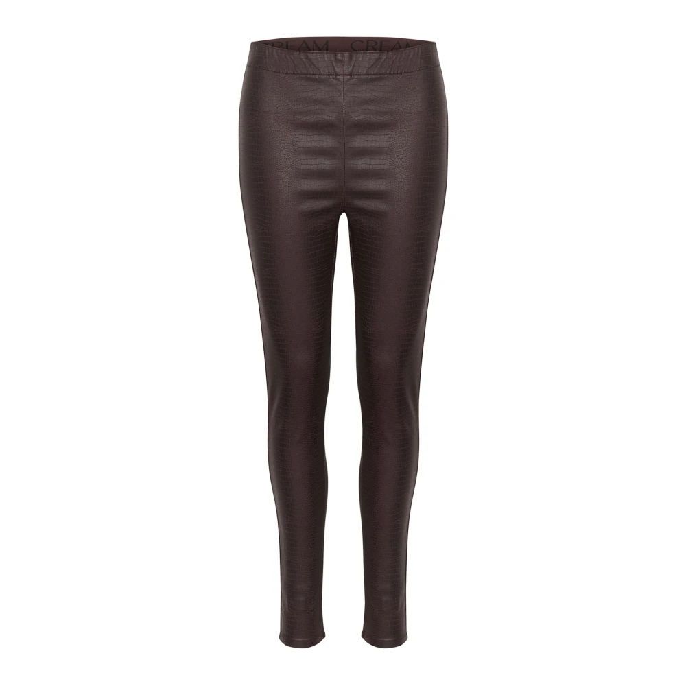 Cream Geweven Legging Chocolade Pruim Krokodil Brown Dames