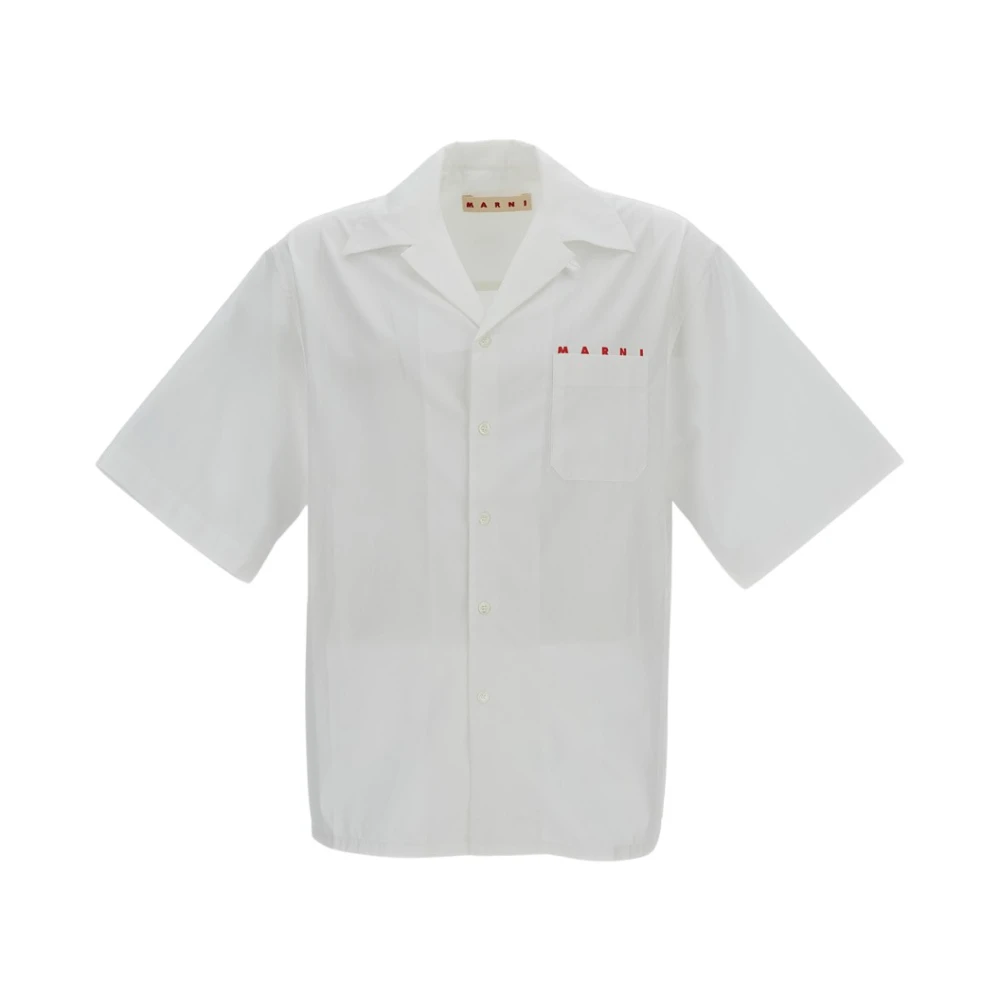 Marni Herr Vit Skjortor S, Bomull, Short Sleeve Shirt