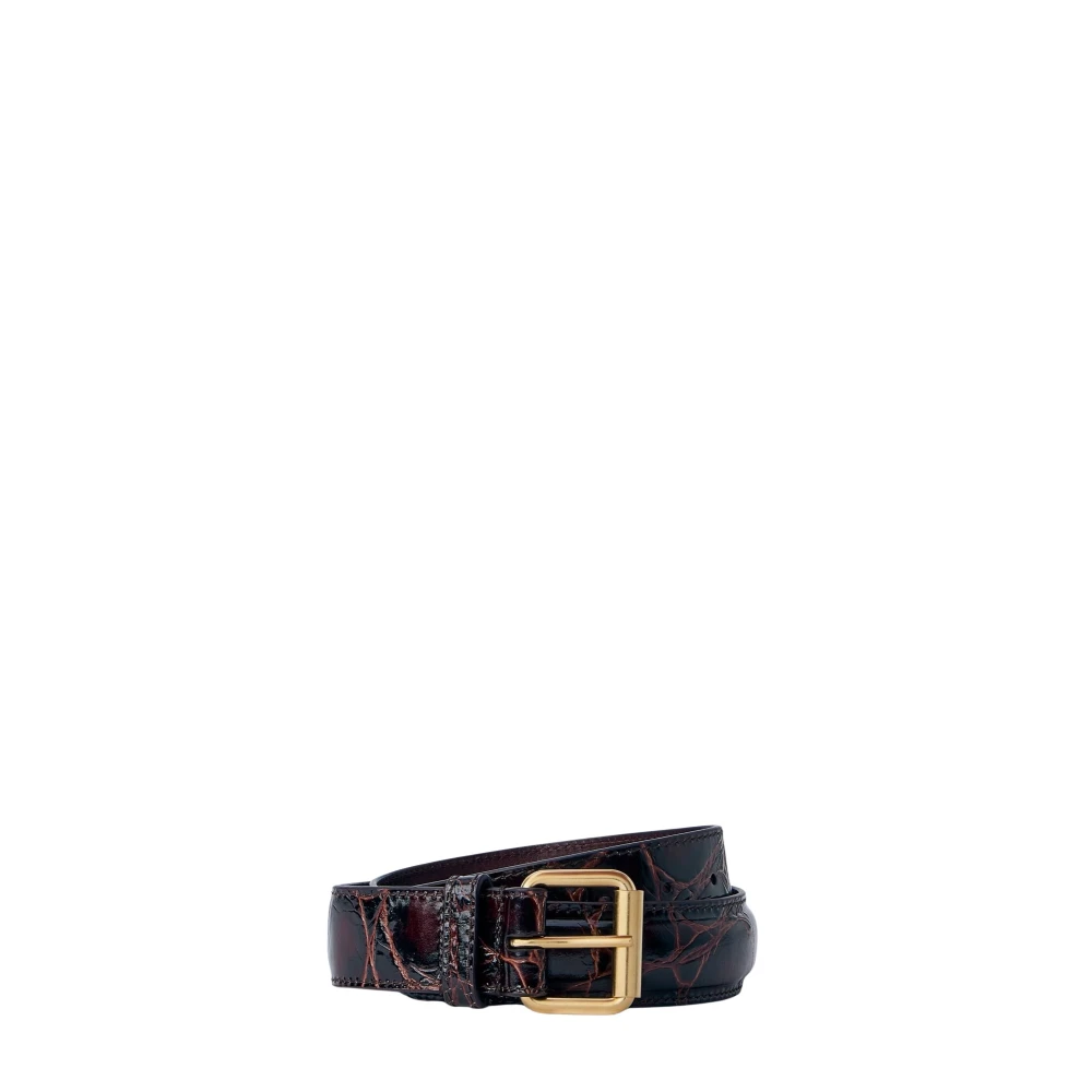 Dries Van Noten Red Belts, Female, 90 Cm, Embossed Leather Belt