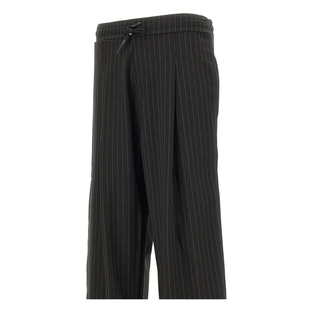 A Paper Kid Zwarte Gestreepte Wijde Broek Black Dames