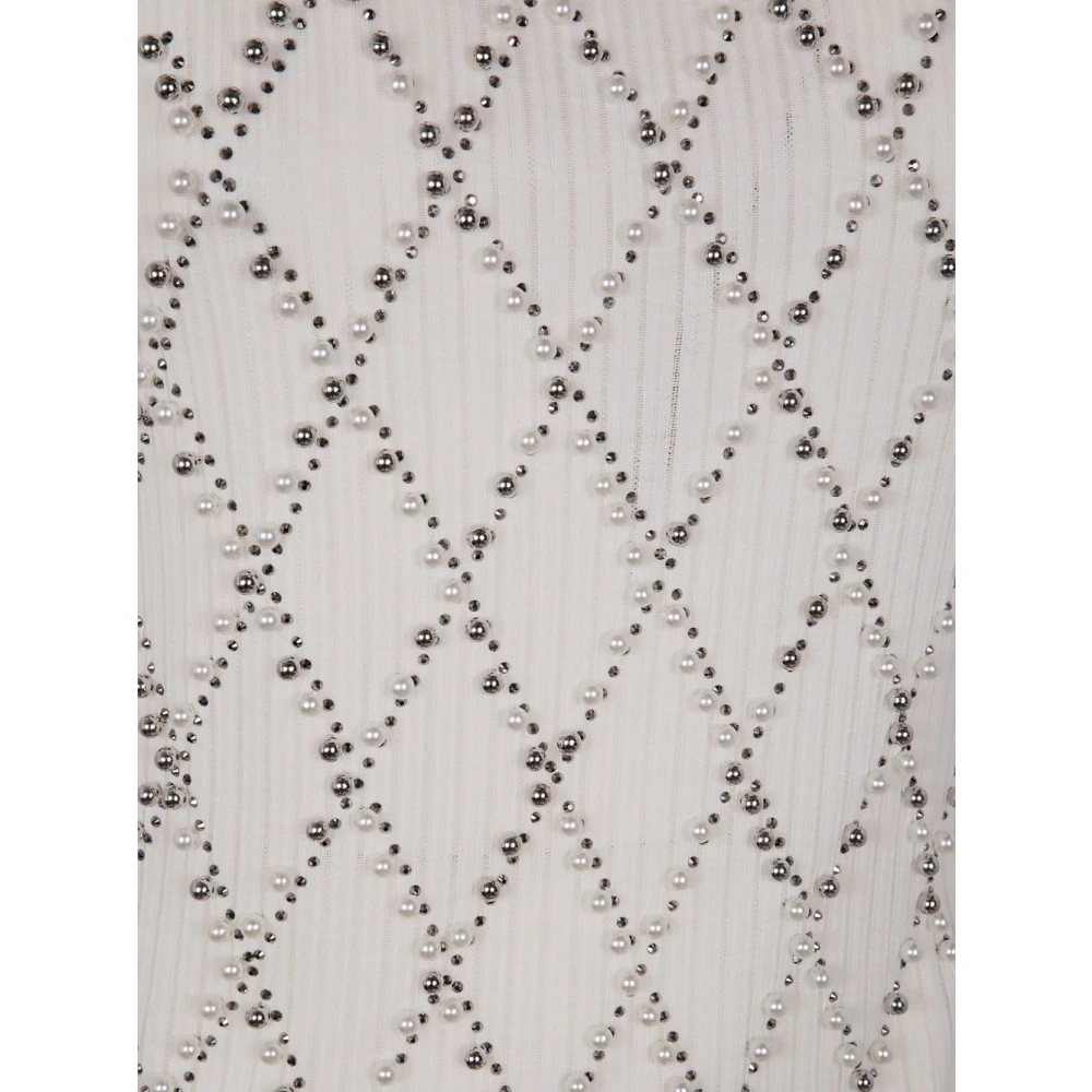 Twinset Witte Ribgebreide Top met Diamantpatroon White Dames