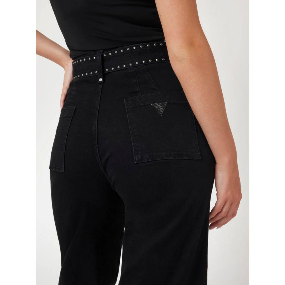 Guess Zwarte Wide Leg Denim Jeans Black Dames