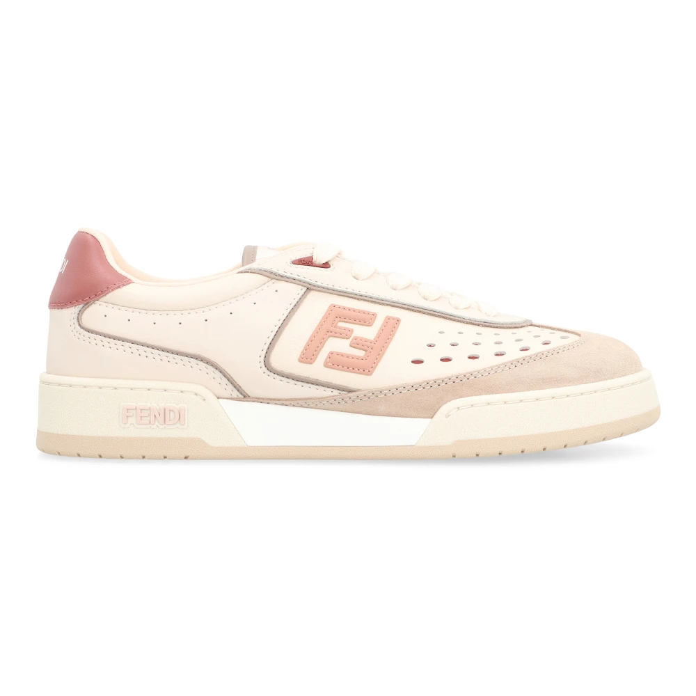 Fendi Women's Pink Sneakers, 7 Uk, Match Leather Low-Top Trainers