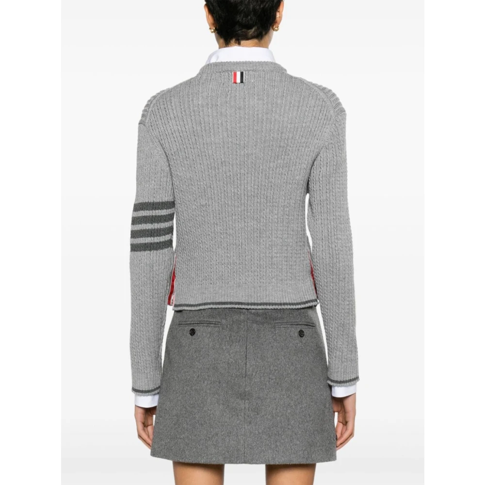 Thom Browne Cropped Cable Gebreide Trui Gray Dames