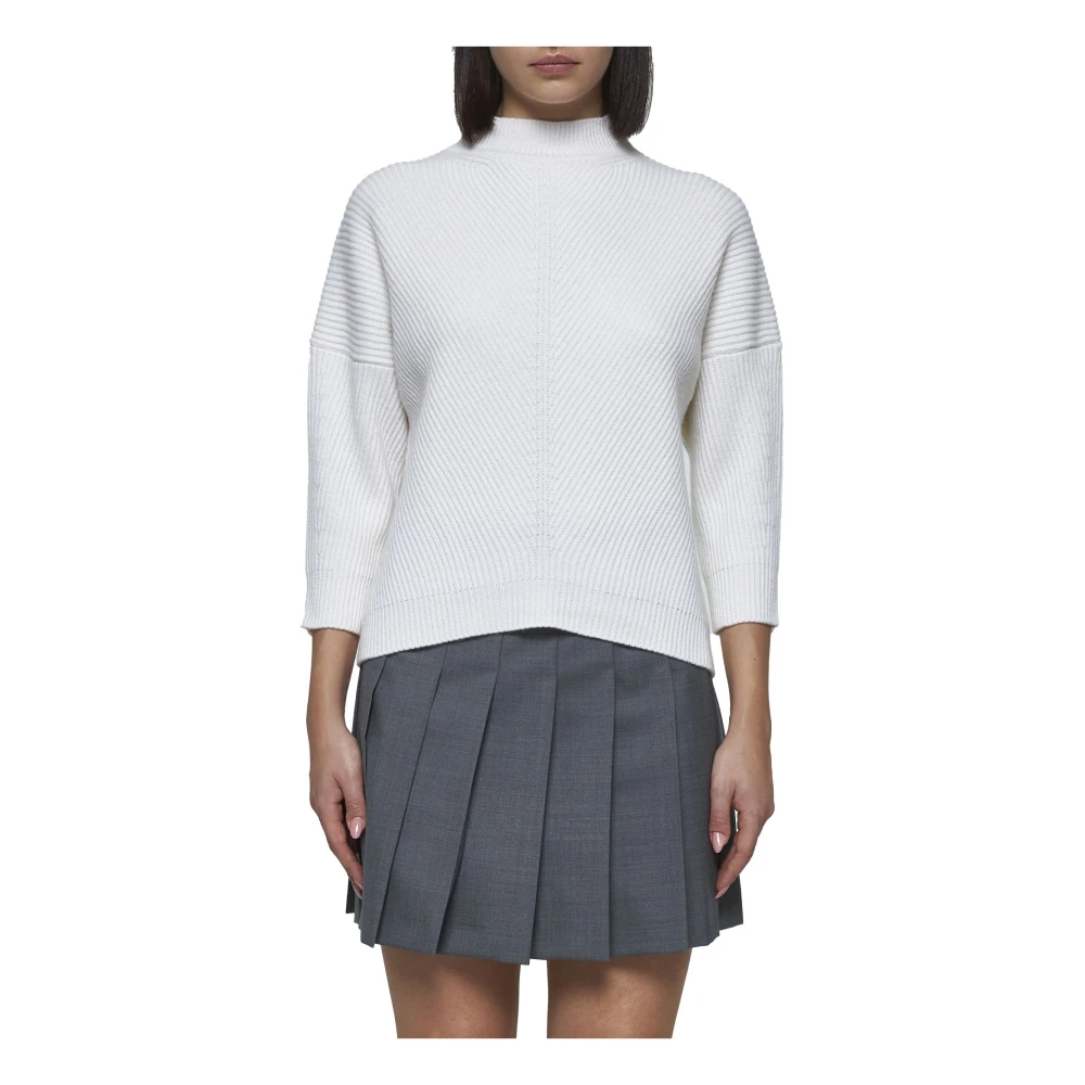 Max Mara Studio Eles Mock Neck Sweater in Wit White Dames