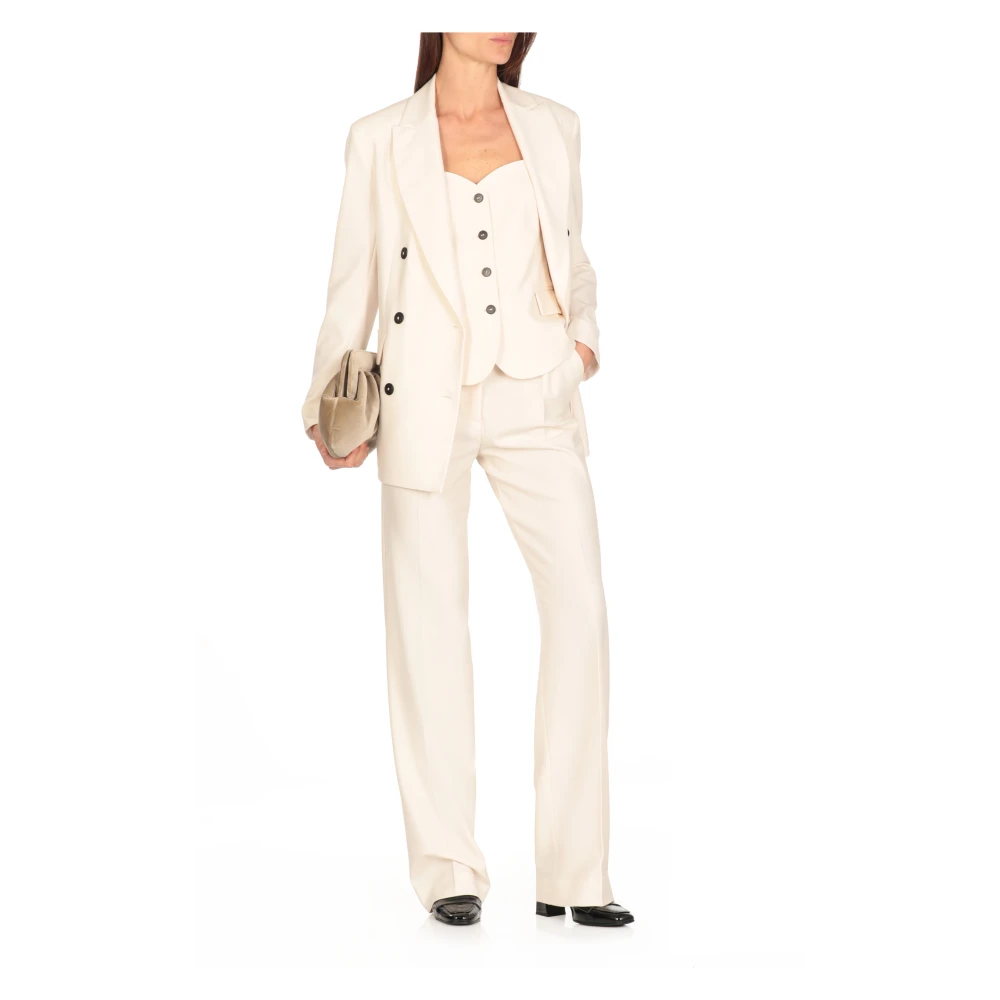 Antonelli Firenze Ivoor Double-Breasted Blazer voor Vrouw Beige Dames