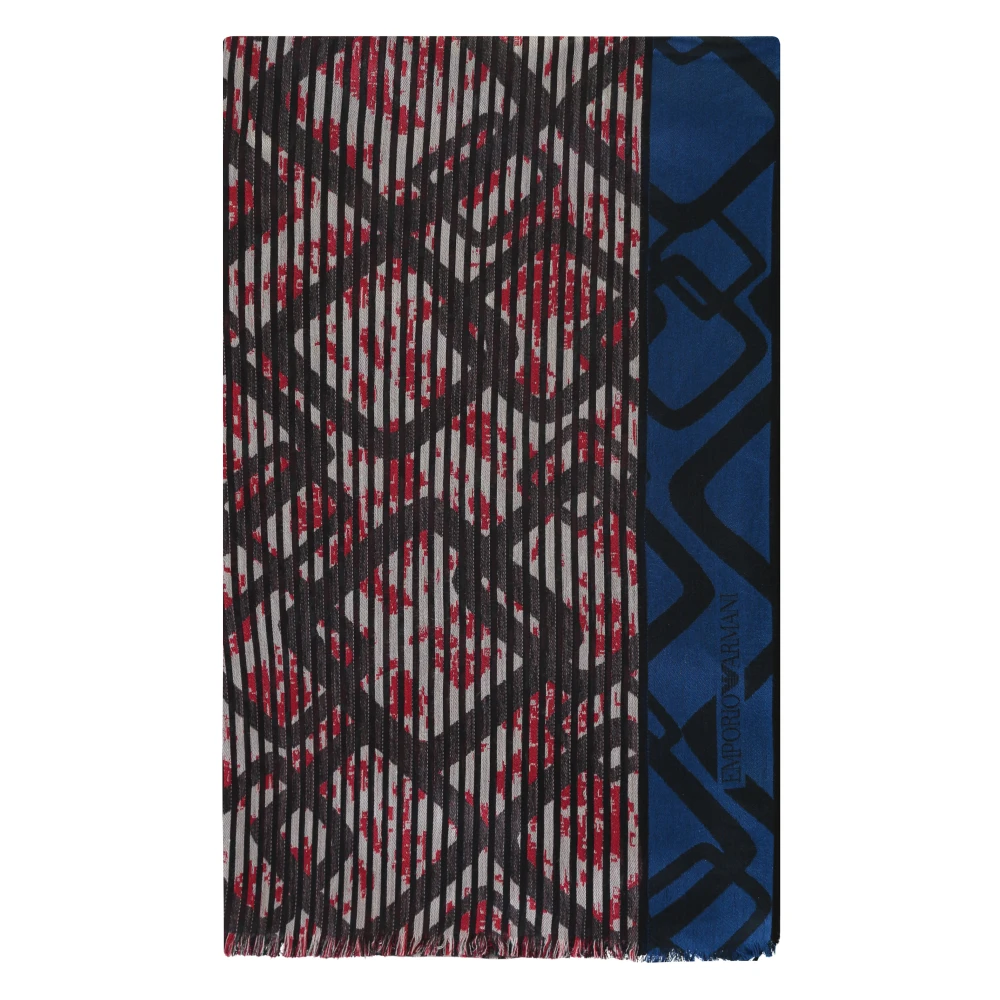 Emporio Armani Zijdeblend Rafelrand Sjaal Multicolor Heren