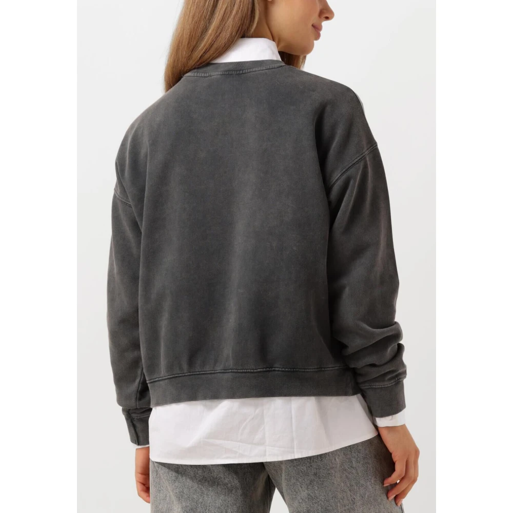 My Essential Wardrobe Logo Geborduurde Sweater voor Vrouwen Gray Dames