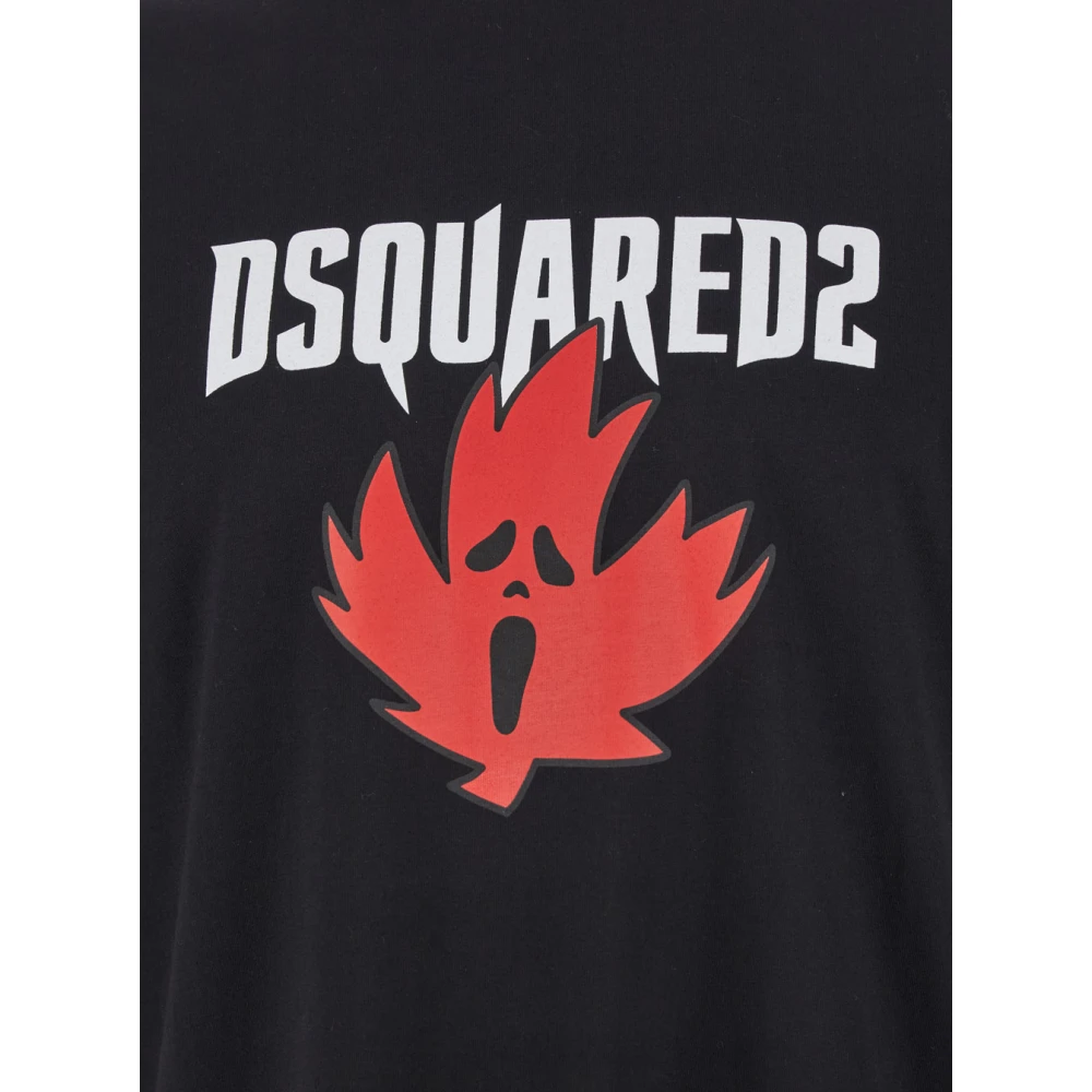 Dsquared2 Zwart Maple Print T-shirt Black Heren