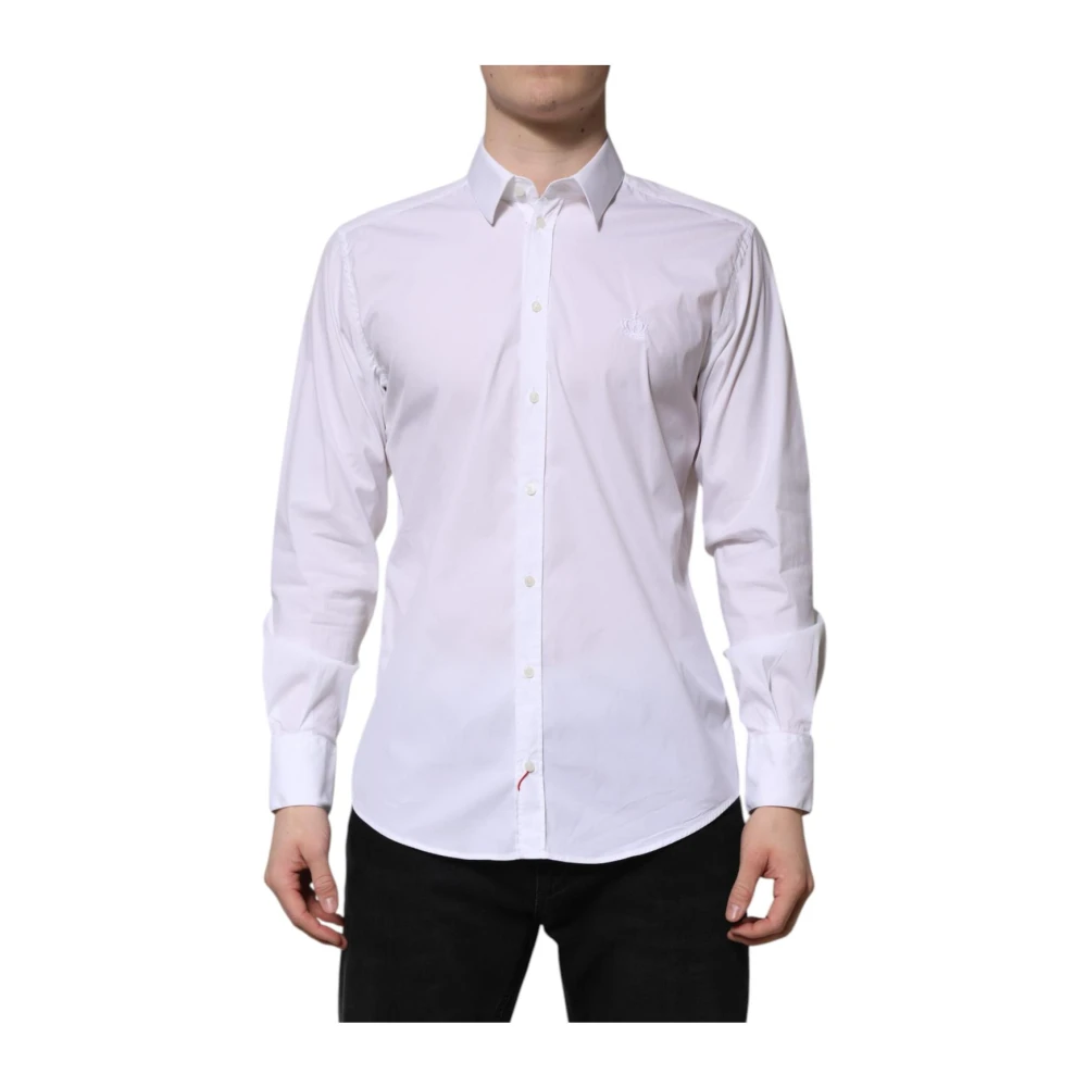 Dolce & Gabbana Vit Slim Fit Knappstängning Skjorta