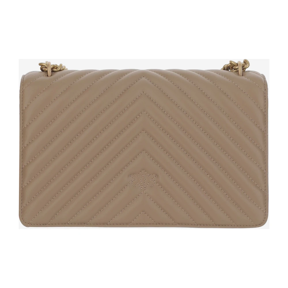 pinko Chevron Quilted Love Birds Schoudertas Beige Dames