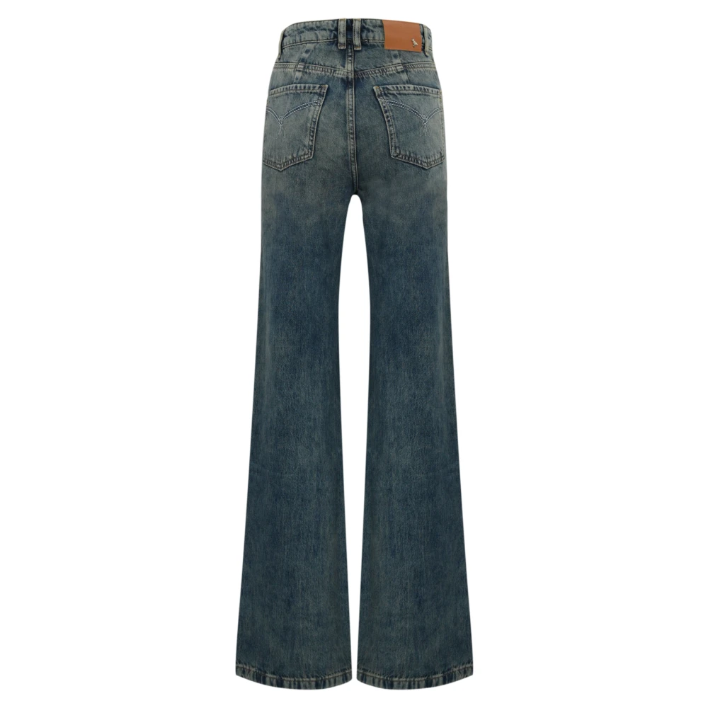 PATRIZIA PEPE Hoge taille denim broek rechte pasvorm Blue Dames