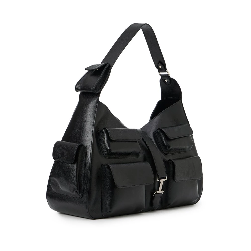 Iceberg Zwarte Gelamineerde Leren Top Handvat Tas Black Dames