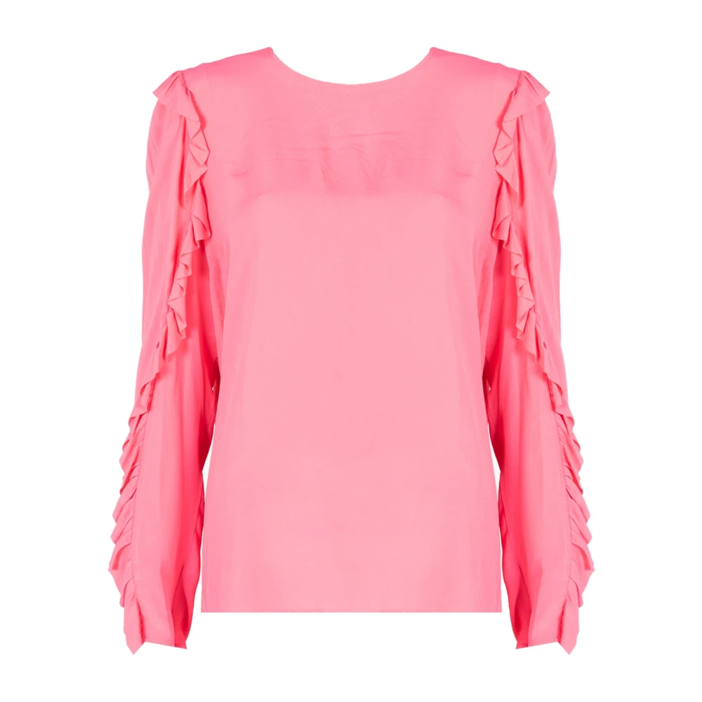 Liu Jo Elegante Blouse met Ruches Mouwen Pink Dames