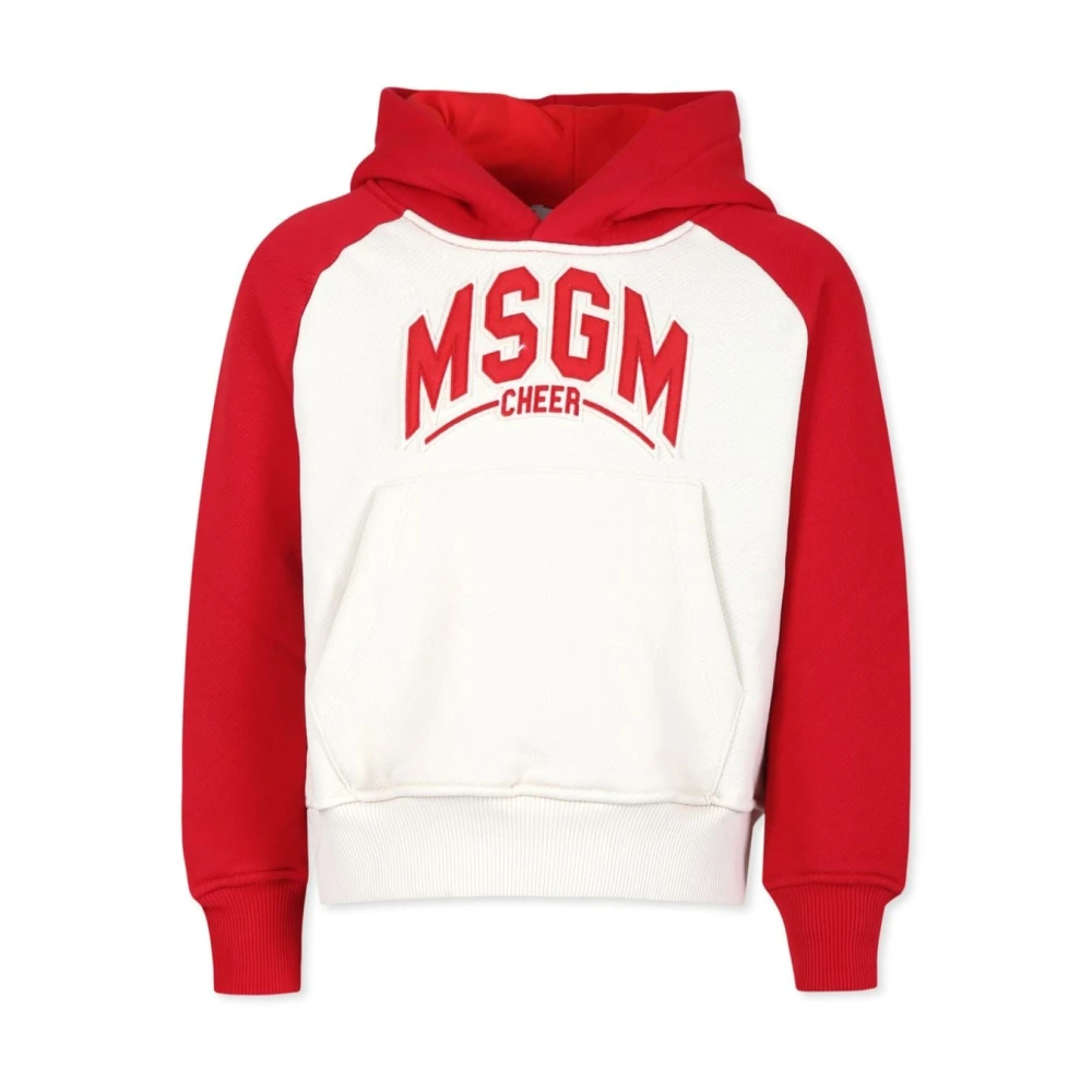 Msgm Broderad Logotyp Bomull Huvtröja Sweater Multicolor, Pojke