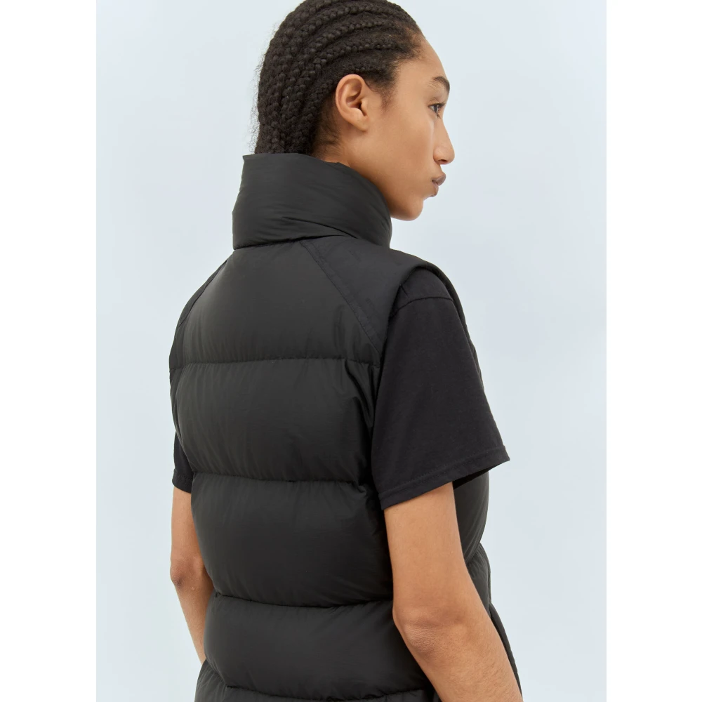Moncler Gewatteerde Lange Donsjas met Afneembare Mouwen Black Dames