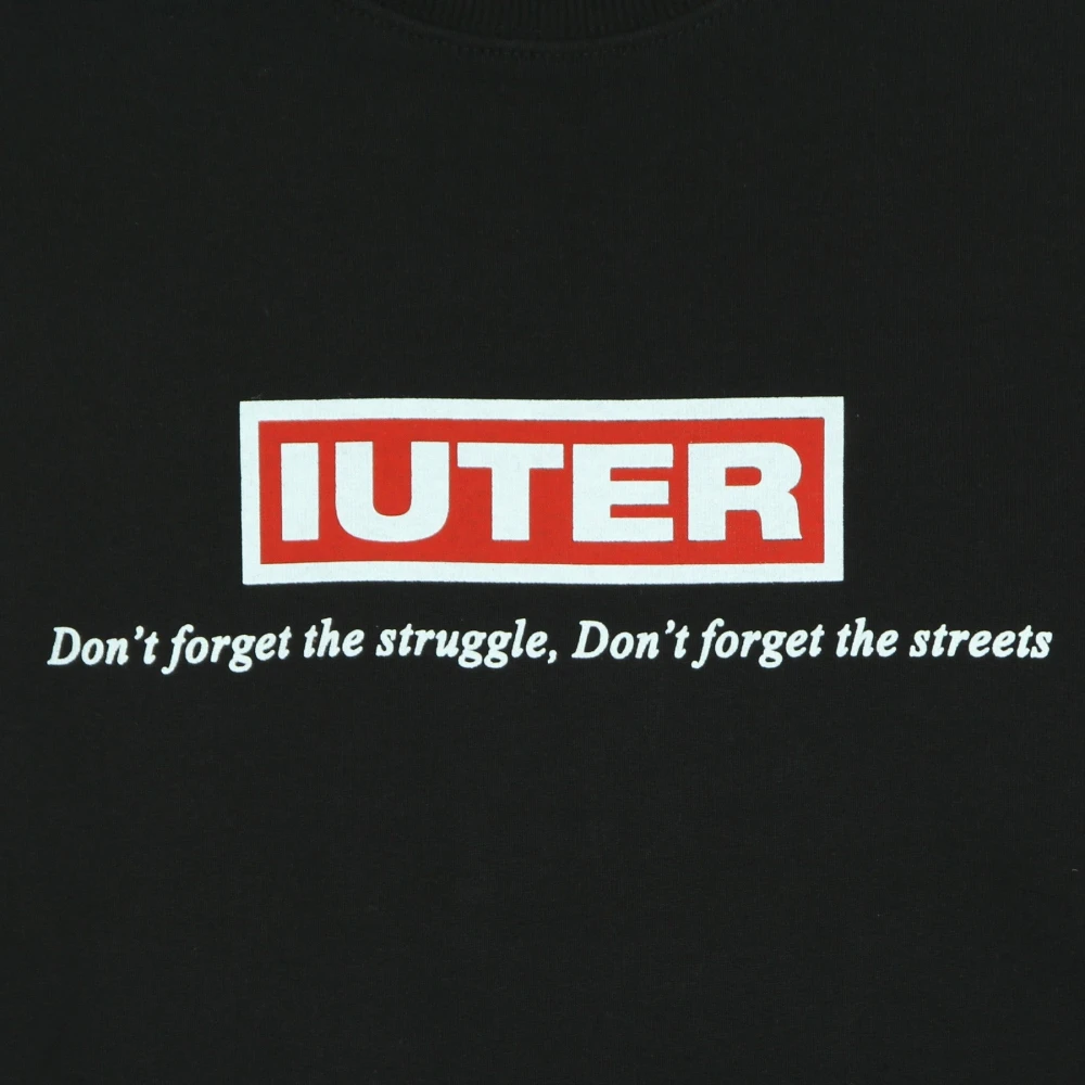 Iuter Zwarte Lichtgewicht Crewneck Sweatshirt Lange Mouw Black Heren