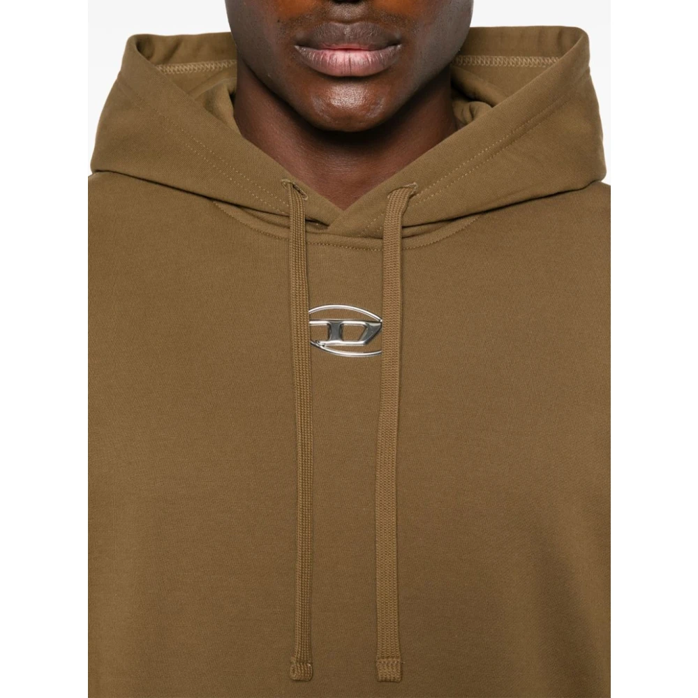 Diesel Bruine hoodie met zilveren logo Brown Heren