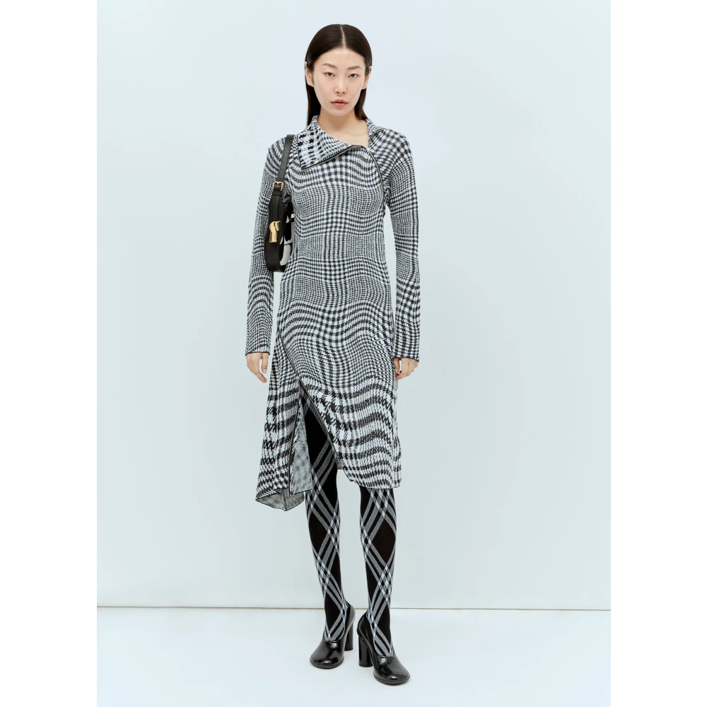 Burberry Check Wool Blend Tights Black Dames