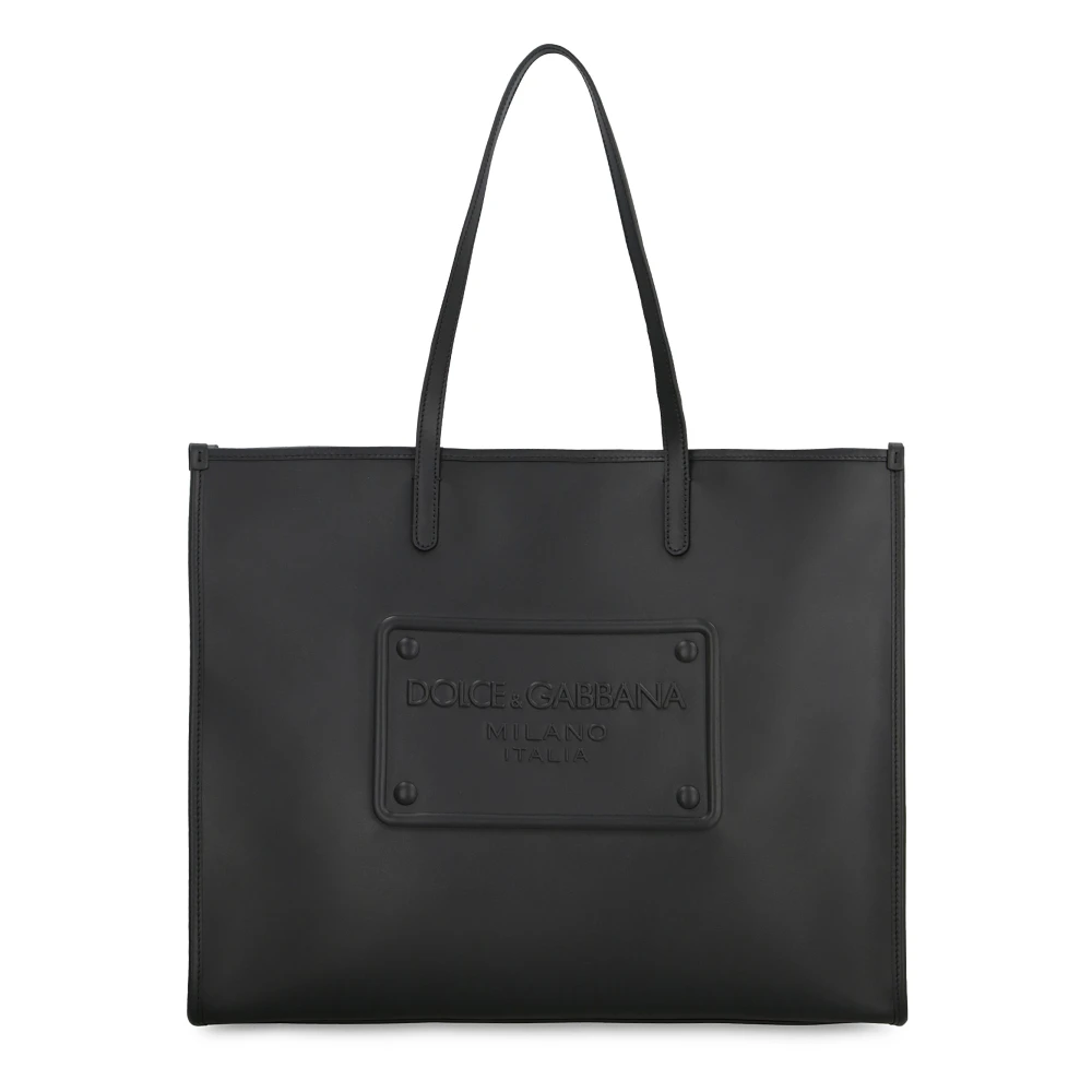 Dolce & Gabbana Men's Black Embossed Logo Tote Bag