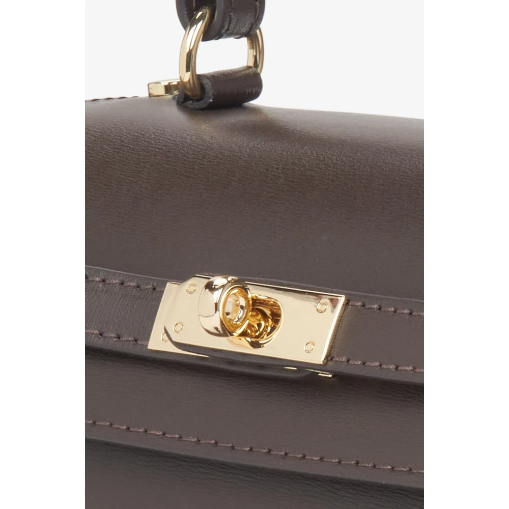 Estro Donkerbruine Satchel Handtas voor Dames gemaakt van Premium Italiaans Echt Leer Brown Dames