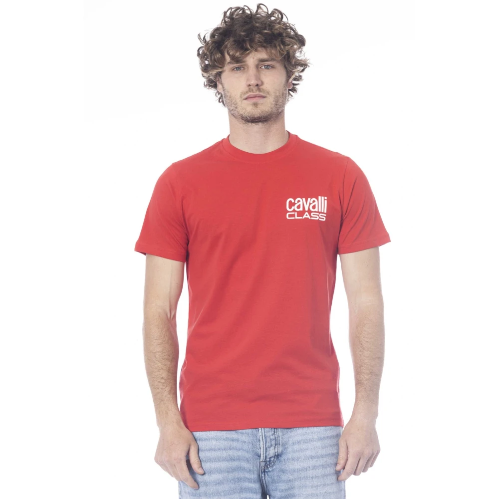 Cavalli Class Logo Print Korte Mouw T-shirt Red Heren