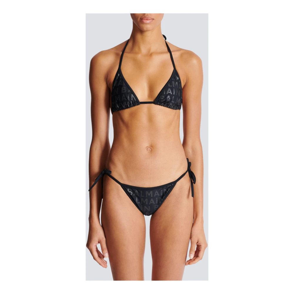 Balmain Tweedelig badpak met logo's Black Dames