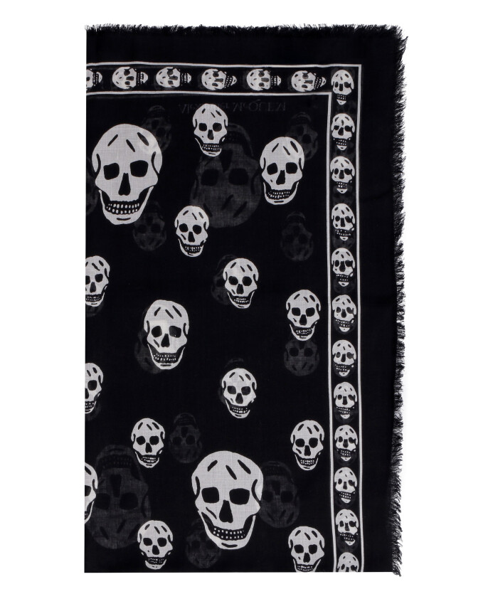 skull-print-fringed-scarf