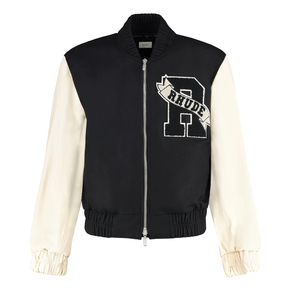 Rhude Leren Bomberjack met Elastische Details Black Heren