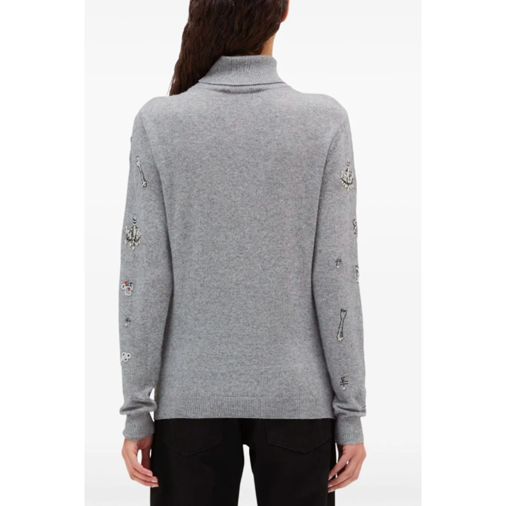Msgm Trui met geborduurd motief en hoge hals Gray Dames