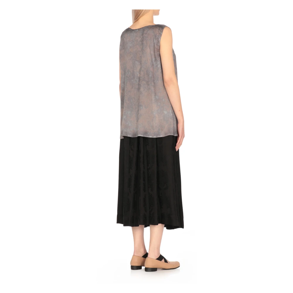 Avant Toi Grijze Zijden Mouwloze Ronde Hals Top Gray Dames