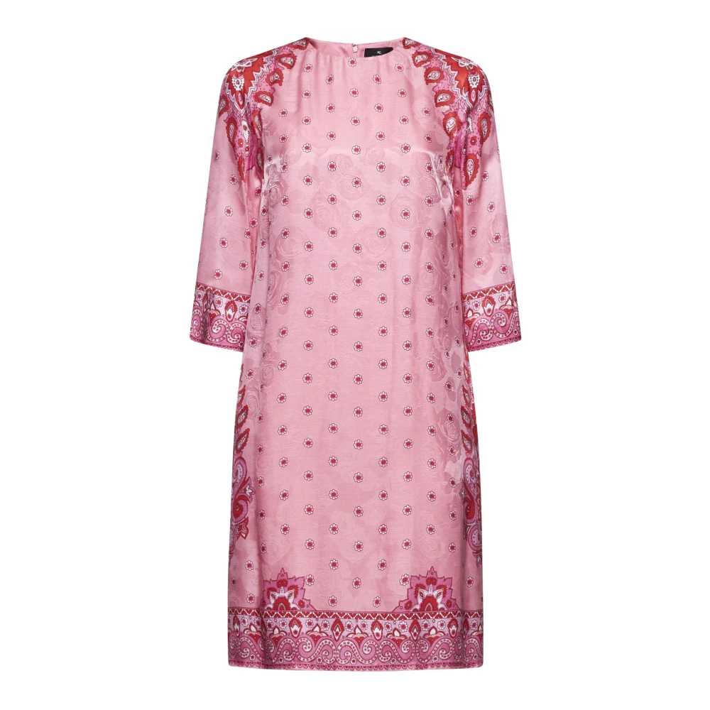 Etro Rosa Blommig Paisley Jacquard Klänning Pink, Dam