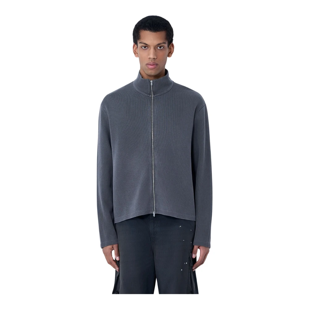 Our Legacy Men's Gray Zip-Throughs, L, Shrunken Fullzip Sweatshirt