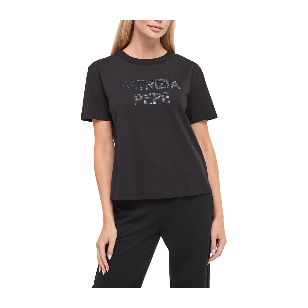 PATRIZIA PEPE Zwarte T-shirt met korte mouwen Black Dames