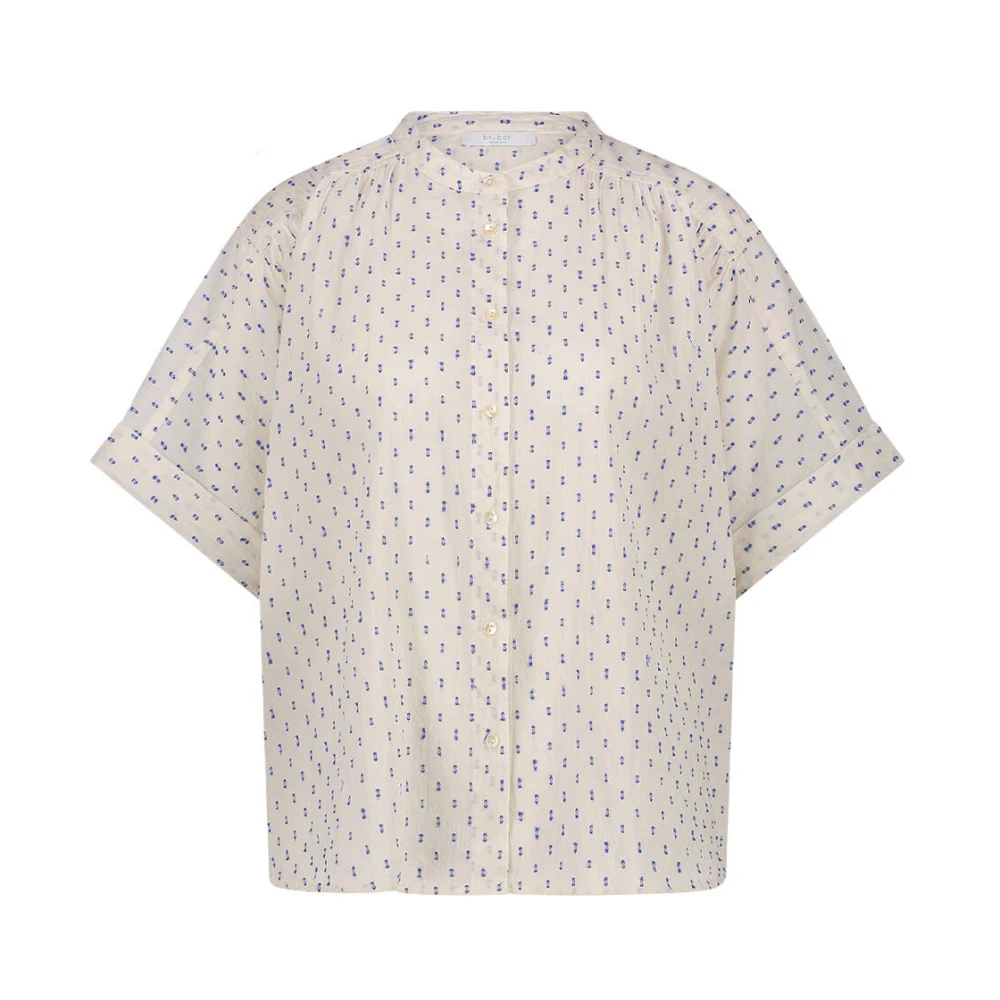 By-Bar Stippen Blouse Korte Mouw Alex Stijl White Dames