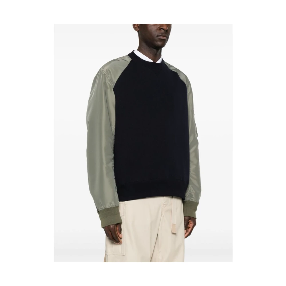 Sacai Navy Blue Crew Neck Sweater Blue Heren