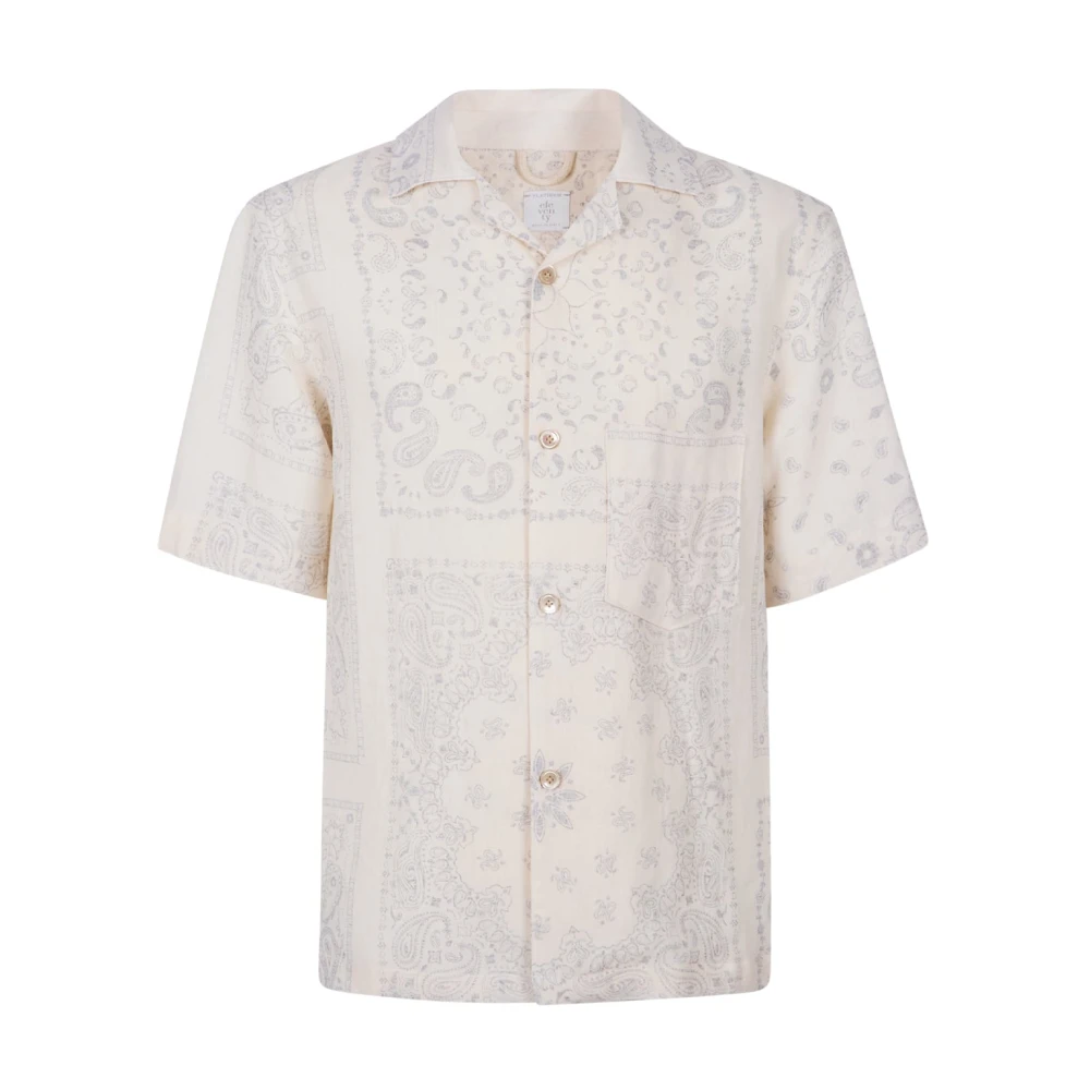 Eleventy Men's Beige Linen Bowling Shirt - Short Sleeve Shirts - Xl - Shirts