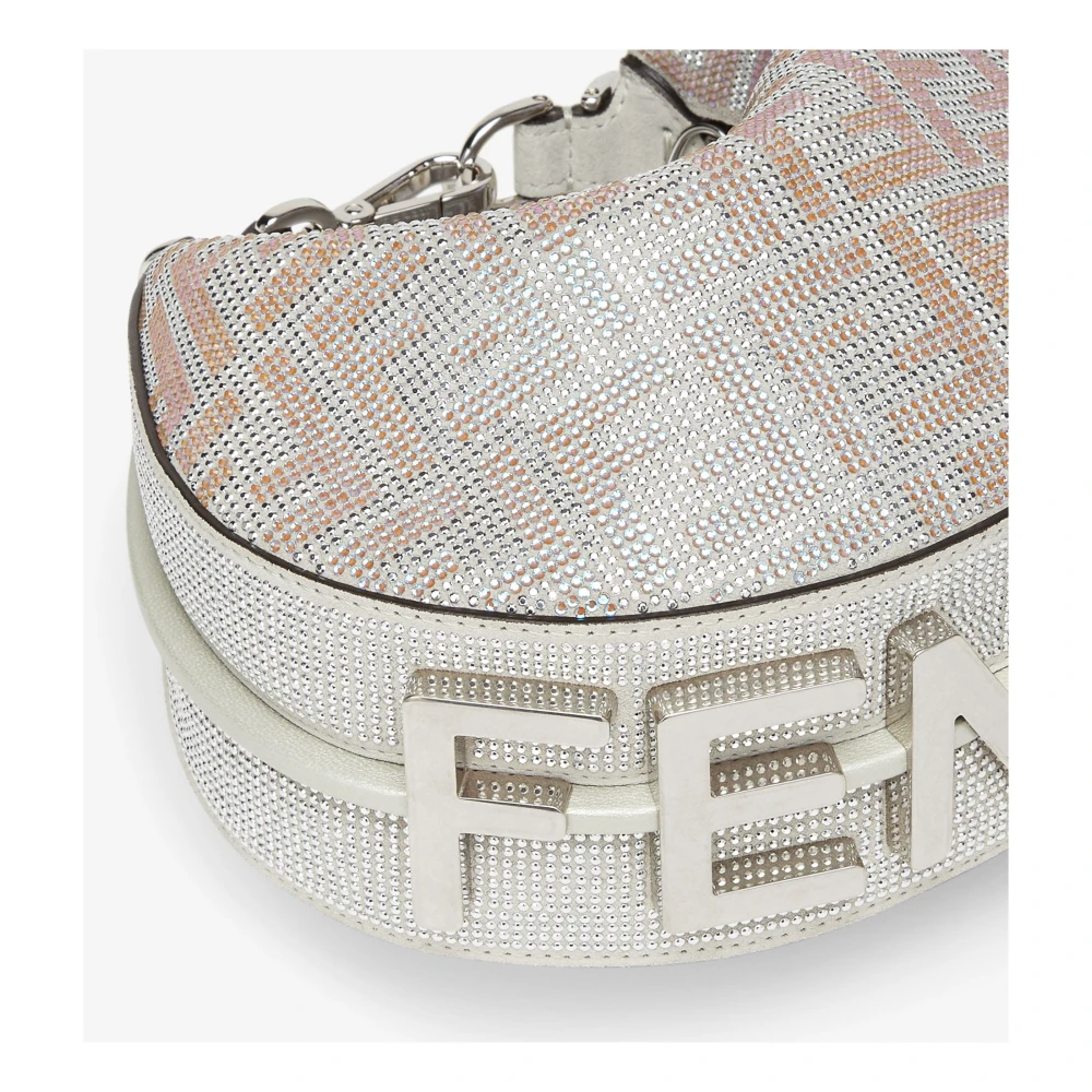 Fendi Kristalversierde Grijze Schoudertas Gray Dames