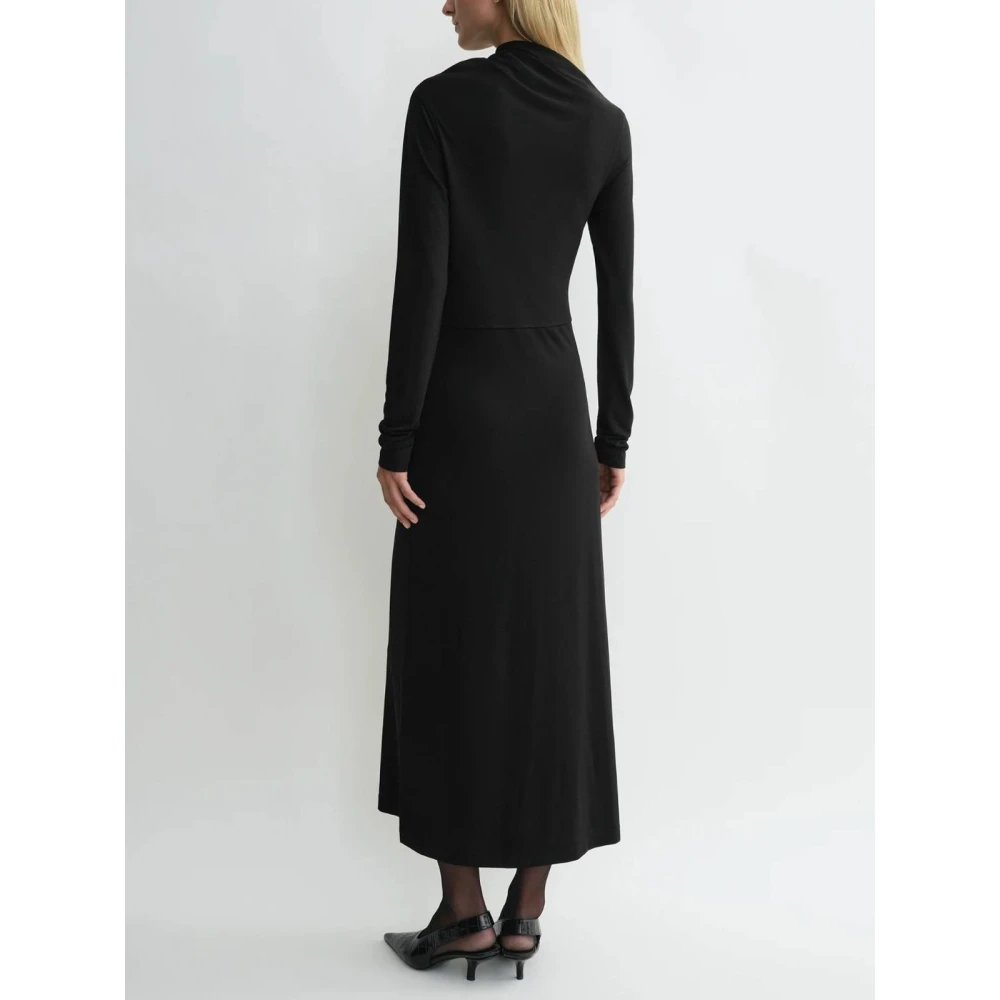 TotêMe Asymmetrische Gedrapeerde Jersey Jurk Black Dames