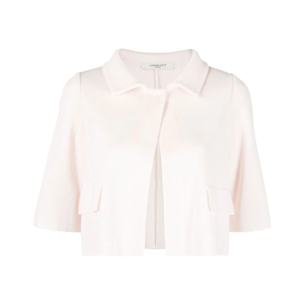Charlott Lichtroze Gebreid Kortemouw Jas Pink Dames