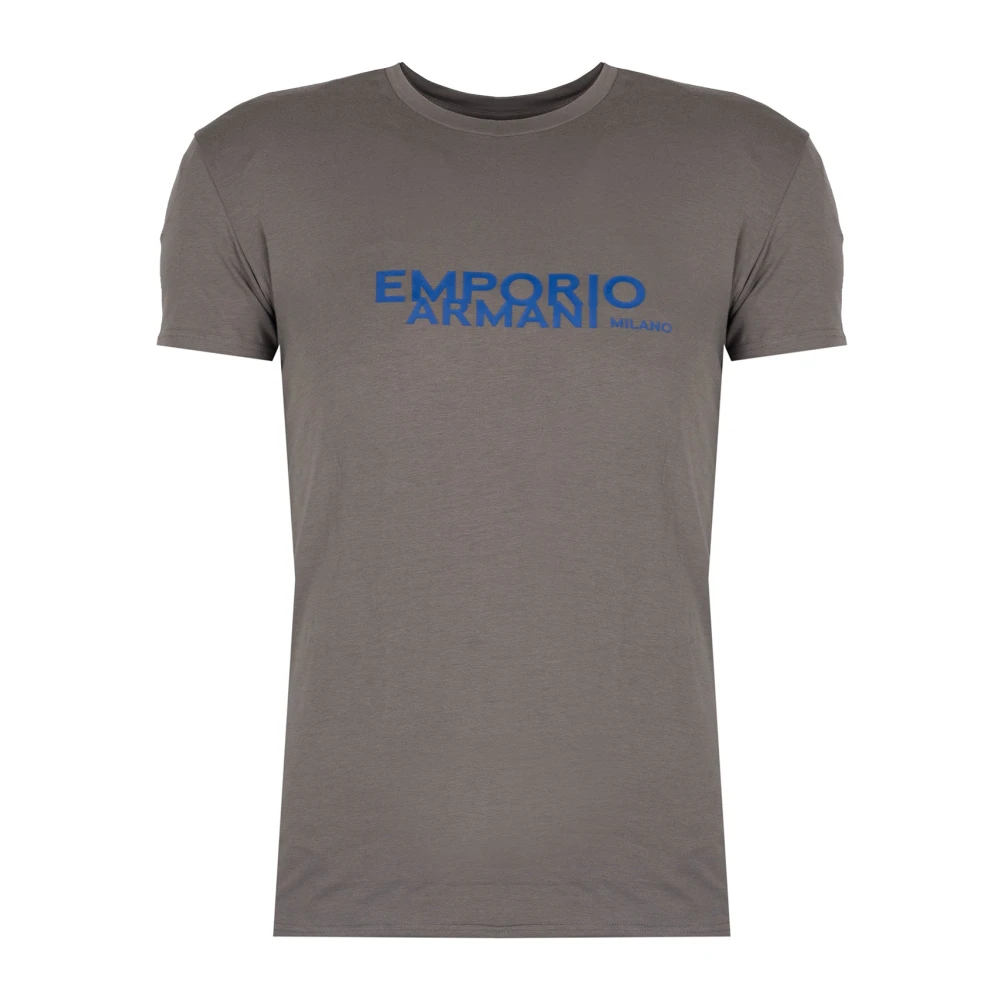 Emporio Armani Figursydd Rundhalsad T-shirt Gray, Herr