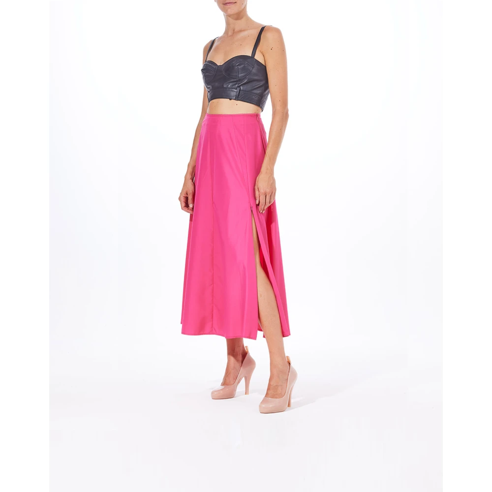 Moschino Fuchsia Taffeta Lange Rok Pink Dames