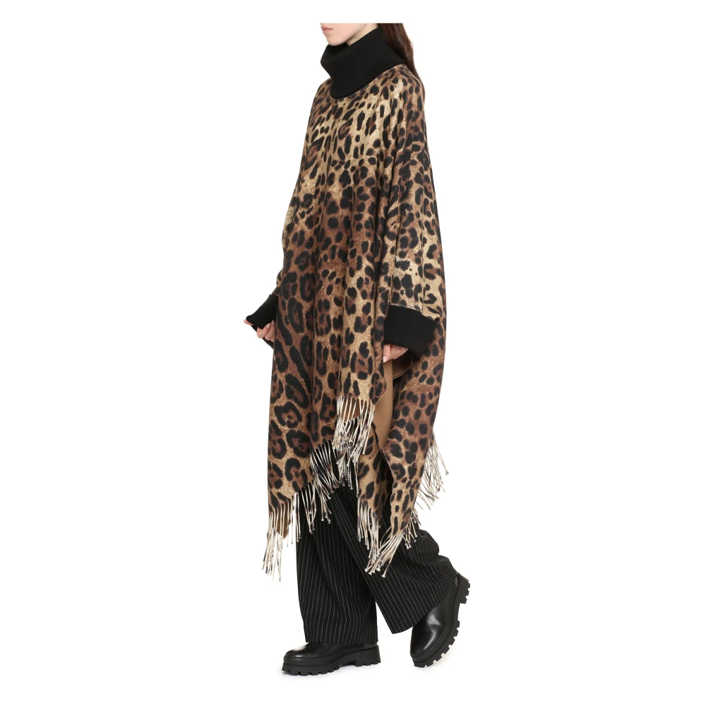 Dolce & Gabbana Dierenprint Kasjmier Wol Poncho Multicolor Dames