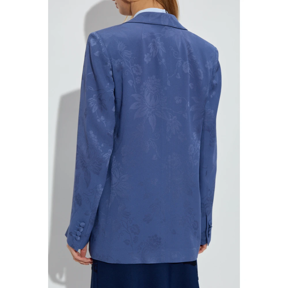 ETRO Satin blazer met bloemenpatroon Blue Dames