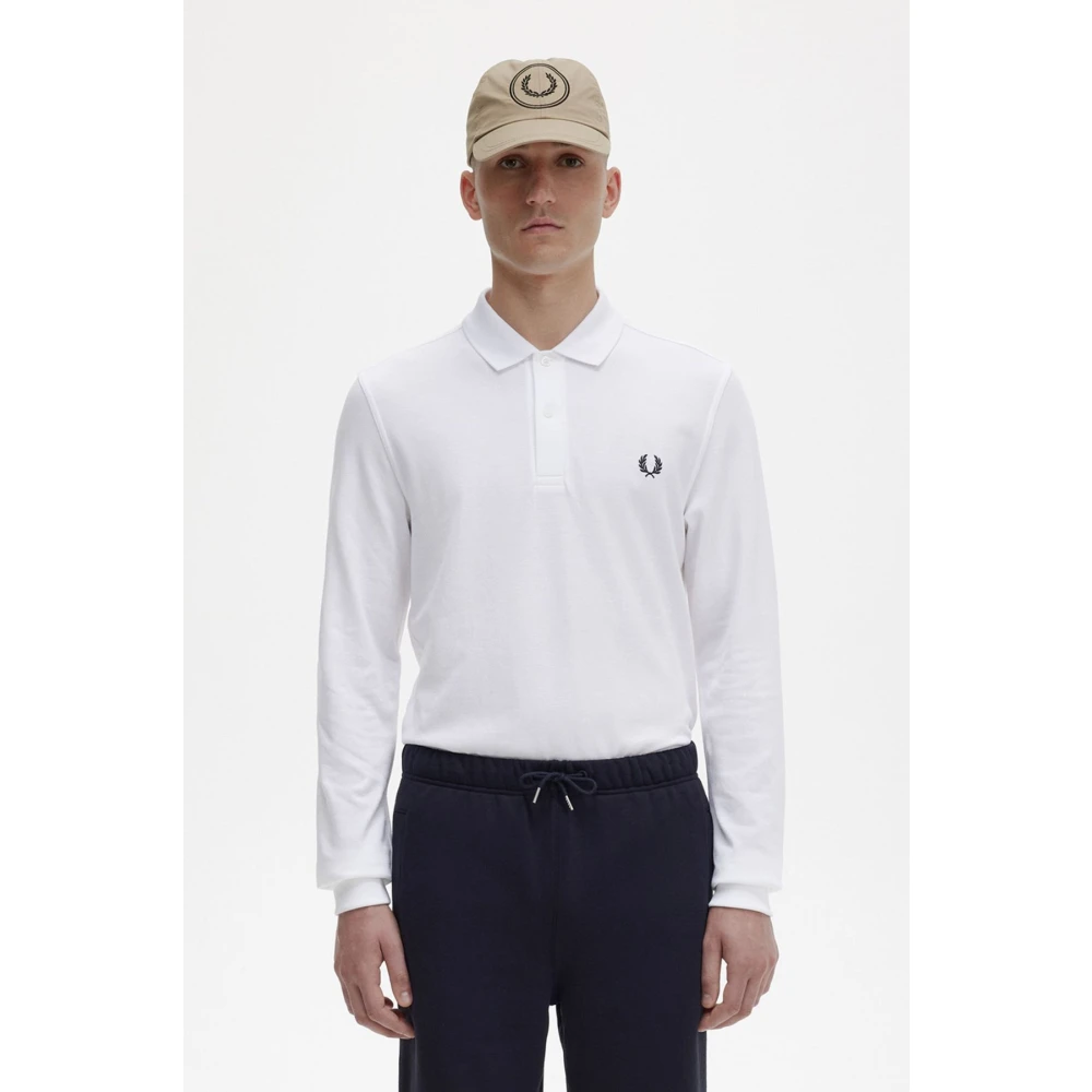 Fred Perry Lange Mouw Polo Shirt White Heren